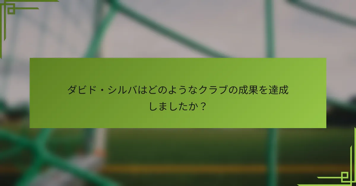 ダビド・シルバはどのようなクラブの成果を達成しましたか?